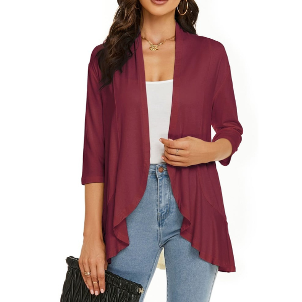 SEVDA - LEICHTER CARDIGAN MIT DREIVIERTELÄRMELN