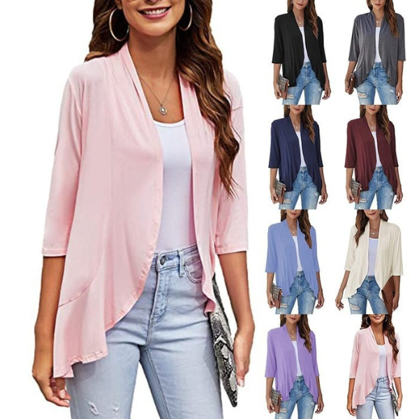 SEVDA - LEICHTER CARDIGAN MIT DREIVIERTELÄRMELN