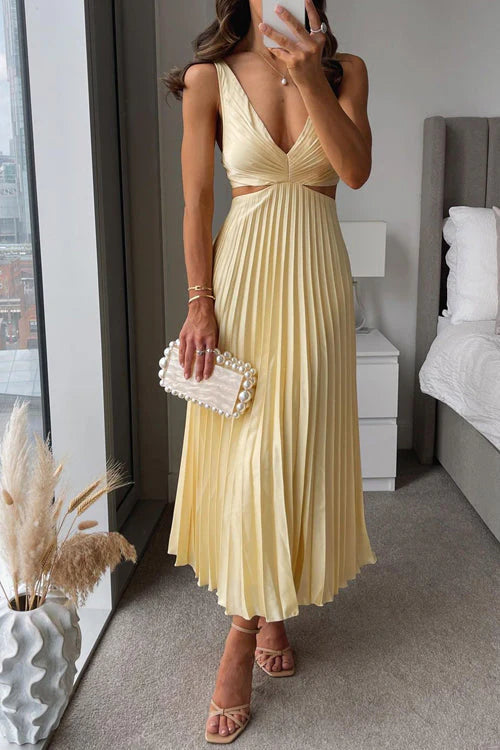SERAP - PLISSIERTES KLEID MIT SEITLICHEN AUSSCHNITTEN