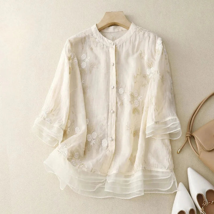 RUTH - LOCKERE BESTICKTE BLUSE MIT TRANSPARENZEN