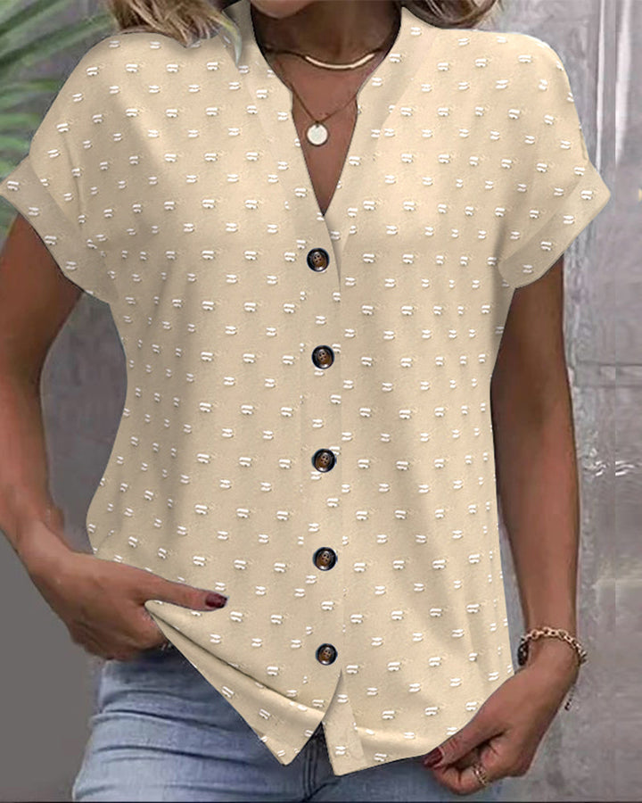 WILHELMINE - BLUSE MIT V-AUSSCHNITT UND KNÖPFEN