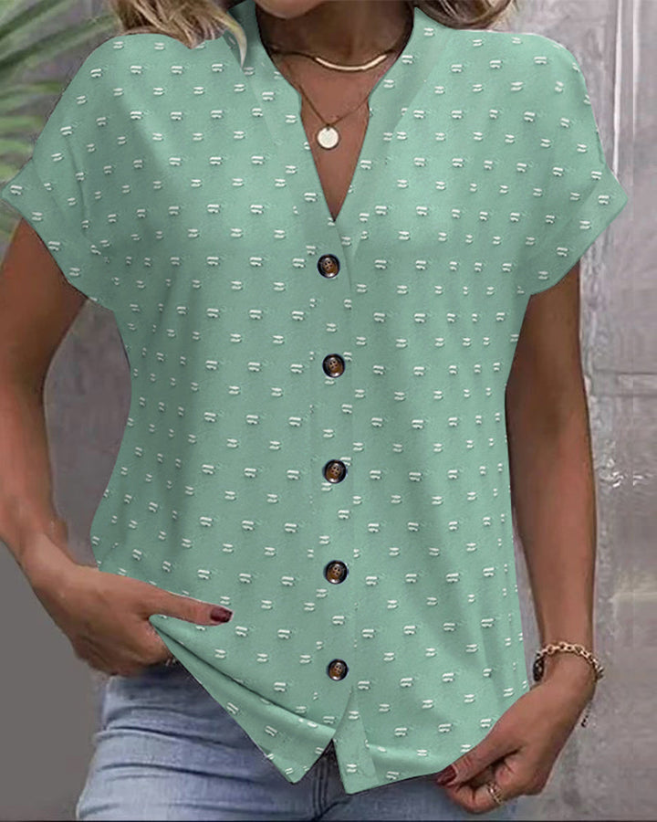 WILHELMINE - BLUSE MIT V-AUSSCHNITT UND KNÖPFEN