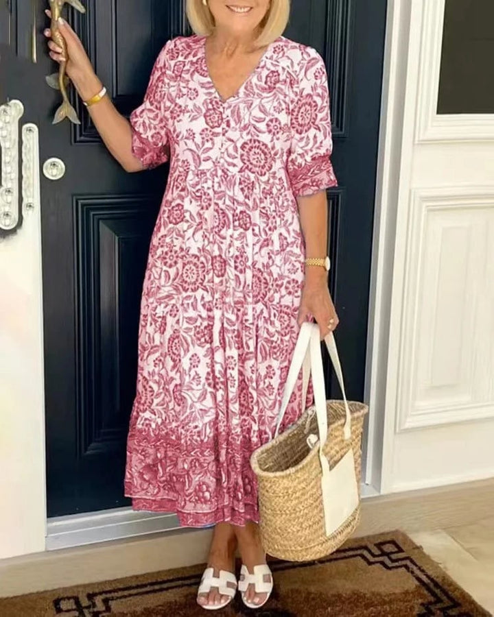 ZEYNEP - KLEID MIDI MIT LOCKEREM BLUMENMUSTER