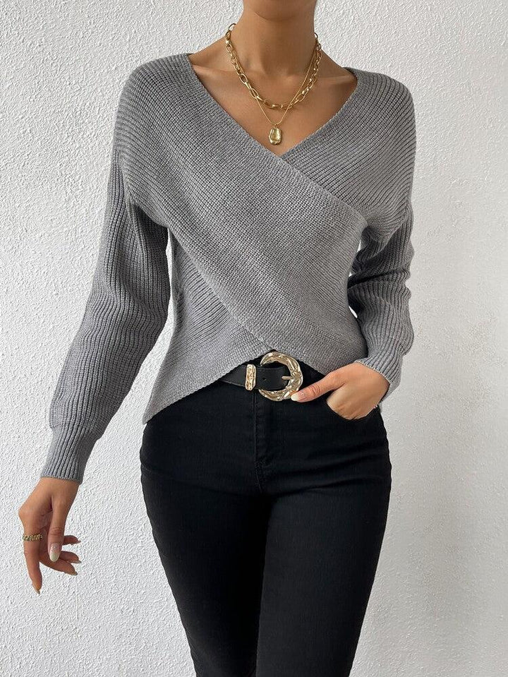 ODETTA - STRICKPULLOVER MIT ÜBERKREUZTEM AUSSCHNITT