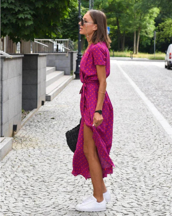 AMINA - LANGES WICKELKLEID MIT PRINT