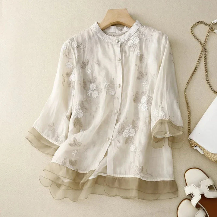 RUTH - LOCKERE BESTICKTE BLUSE MIT TRANSPARENZEN