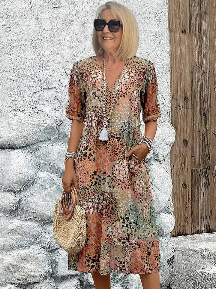 BRIGITTE - KLEID MIDI LOCKER MIT MUSTER