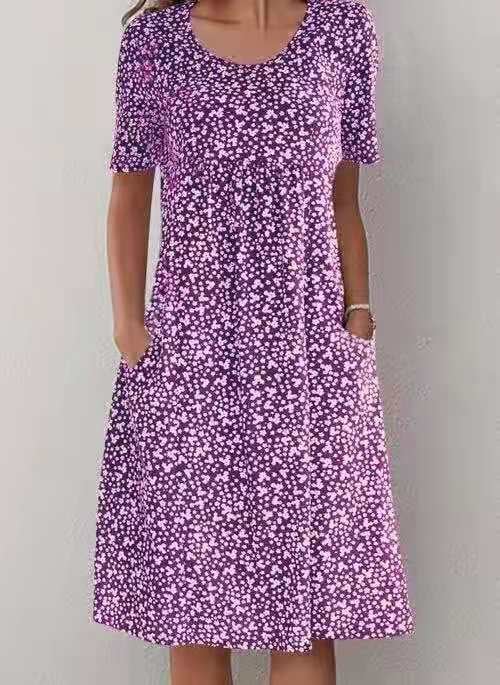 XANDRA - MIDI-KLEID MIT KURZEN ÄRMELN