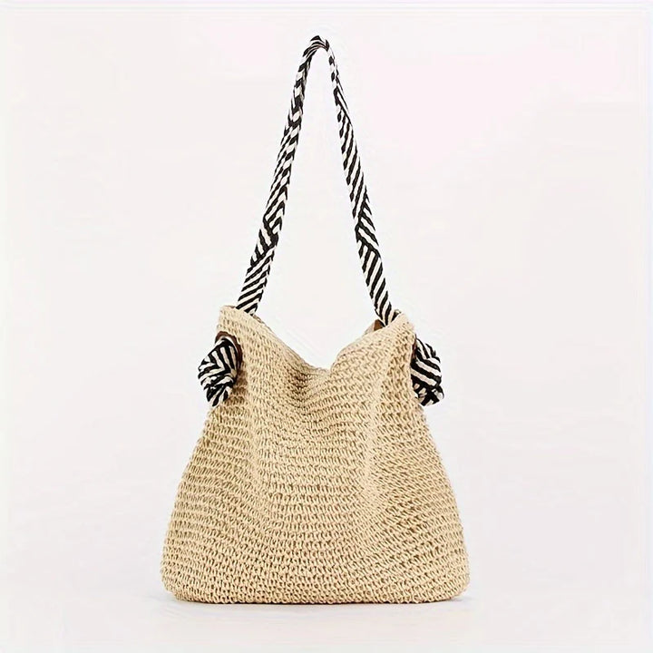 SHALEEN - GEFLOCHTENE TASCHE MIT STOFFHENKELN