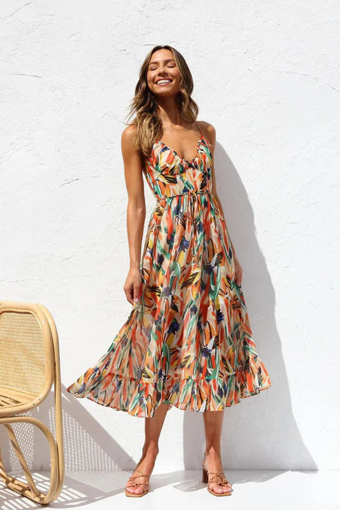 WALTRAUD - MAXIKLEID MIT DÜNNEN TRÄGERN