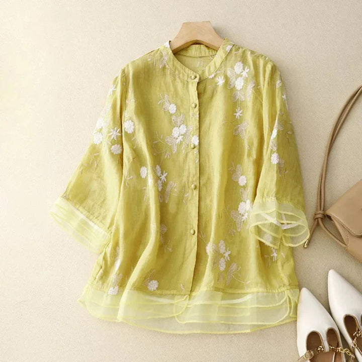 RUTH - LOCKERE BESTICKTE BLUSE MIT TRANSPARENZEN