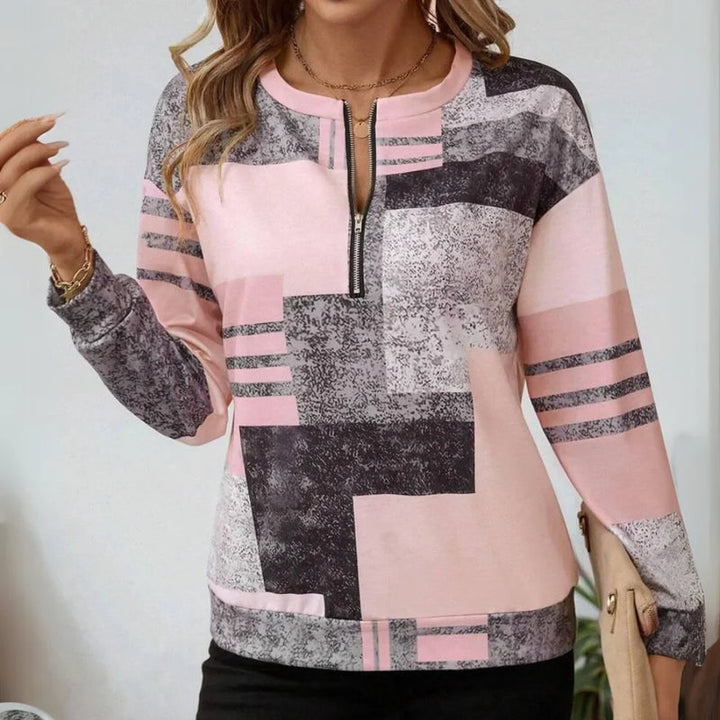 AGNES - GEMUSTERTER ZIPPER-SWEATER