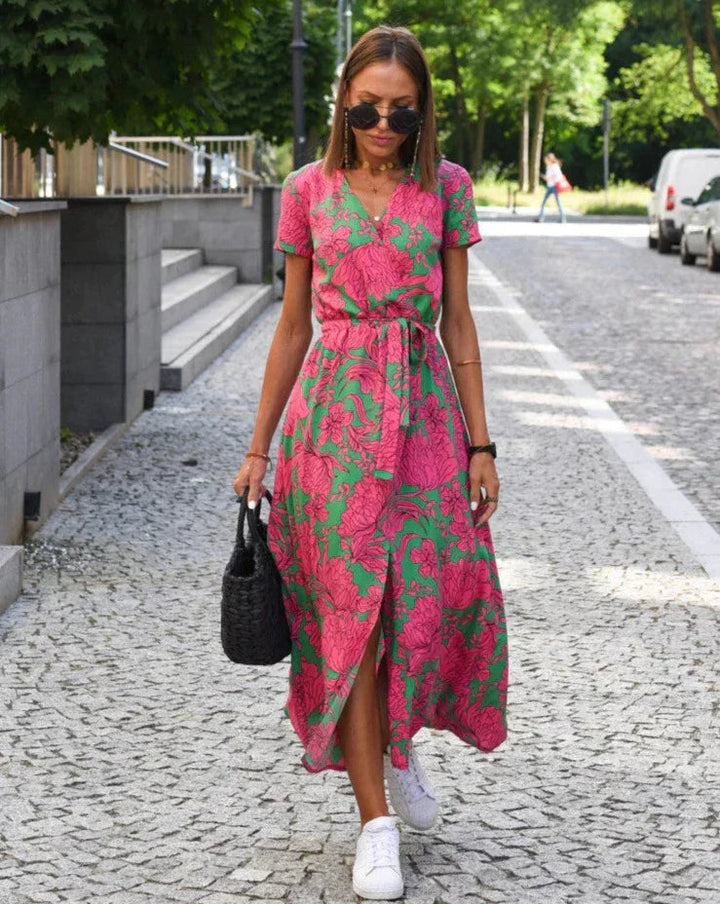 AMINA - LANGES WICKELKLEID MIT PRINT
