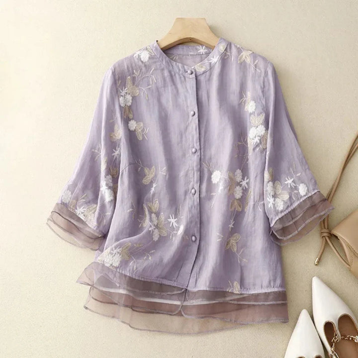 RUTH - LOCKERE BESTICKTE BLUSE MIT TRANSPARENZEN