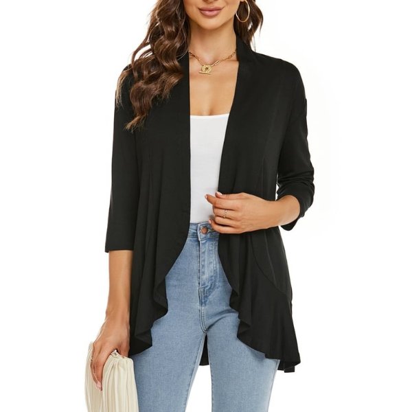 SEVDA - LEICHTER CARDIGAN MIT DREIVIERTELÄRMELN