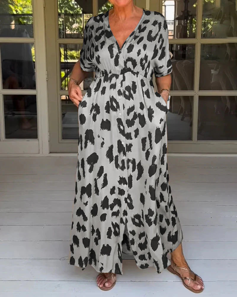LISBETH - LANGES KLEID MIT TIERPRINT