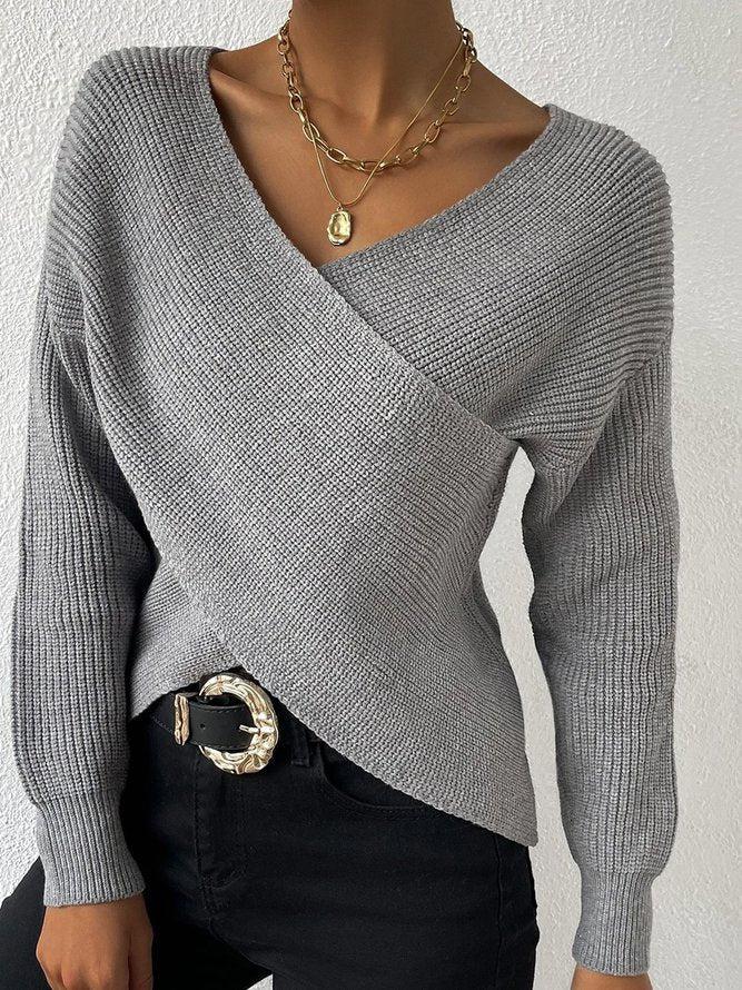 ODETTA - STRICKPULLOVER MIT ÜBERKREUZTEM AUSSCHNITT