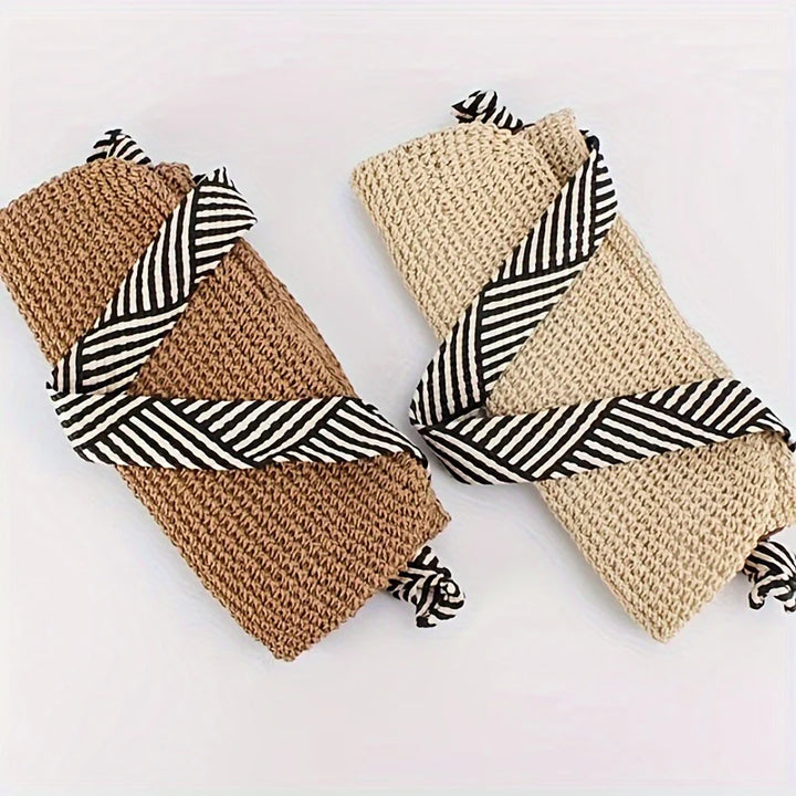SHALEEN - GEFLOCHTENE TASCHE MIT STOFFHENKELN