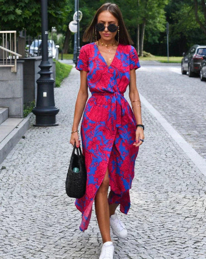 AMINA - LANGES WICKELKLEID MIT PRINT