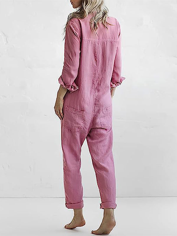 FRIDA - LANGÄRMELIGER JUMPSUIT MIT KNÖPFEN