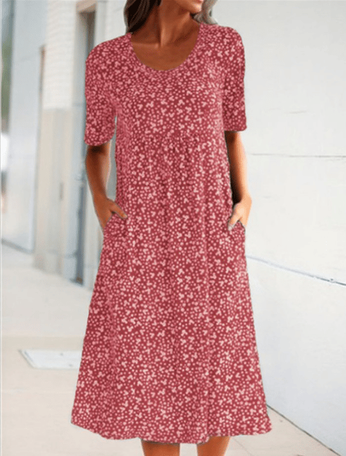 XANDRA - MIDI-KLEID MIT KURZEN ÄRMELN