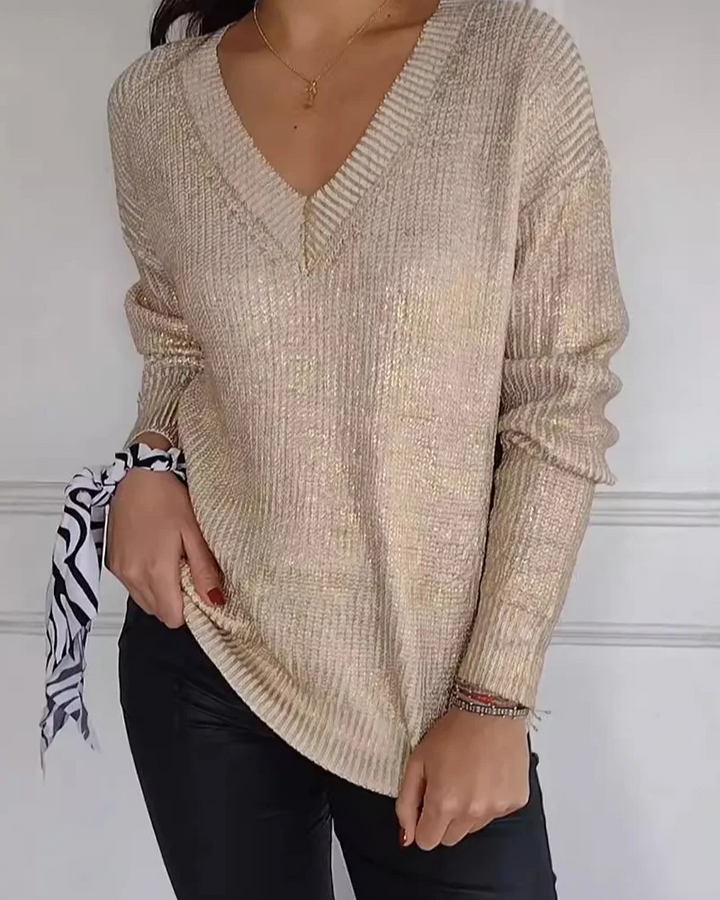 REBEKKA - LÄSSIGER V-AUSSCHNITT-PULLOVER