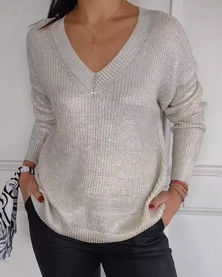 REBEKKA - LÄSSIGER V-AUSSCHNITT-PULLOVER