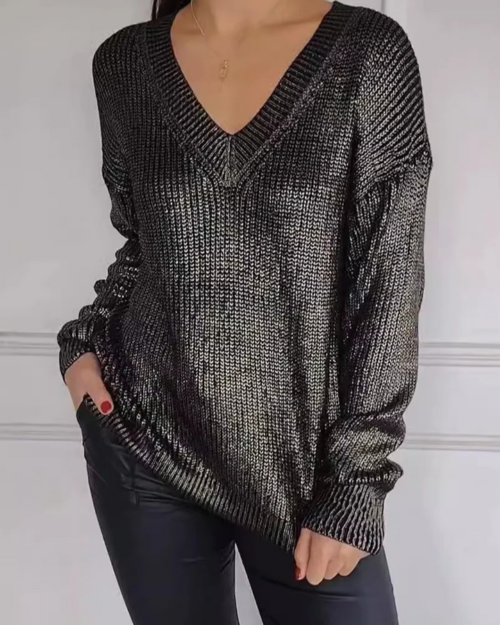 REBEKKA - LÄSSIGER V-AUSSCHNITT-PULLOVER