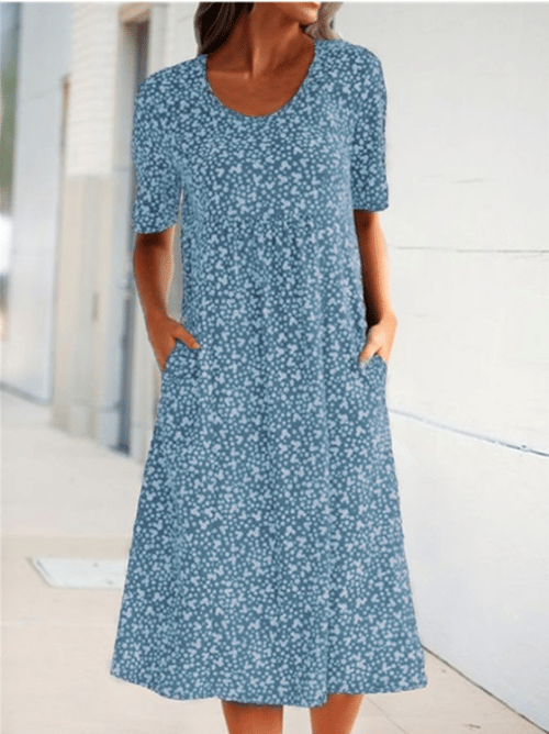 XANDRA - MIDI-KLEID MIT KURZEN ÄRMELN