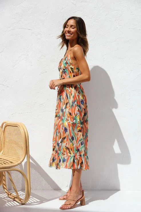 WALTRAUD - MAXIKLEID MIT DÜNNEN TRÄGERN