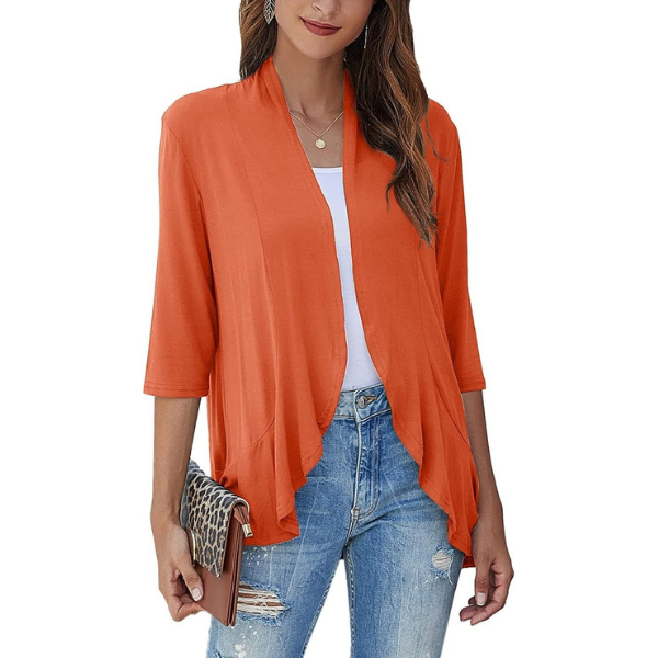 SEVDA - LEICHTER CARDIGAN MIT DREIVIERTELÄRMELN