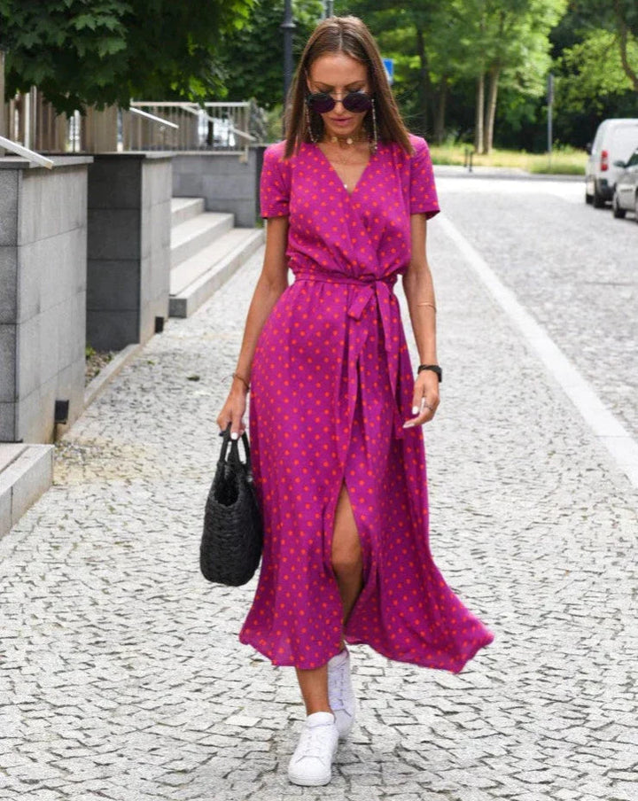AMINA - LANGES WICKELKLEID MIT PRINT