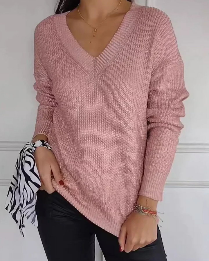 REBEKKA - LÄSSIGER V-AUSSCHNITT-PULLOVER