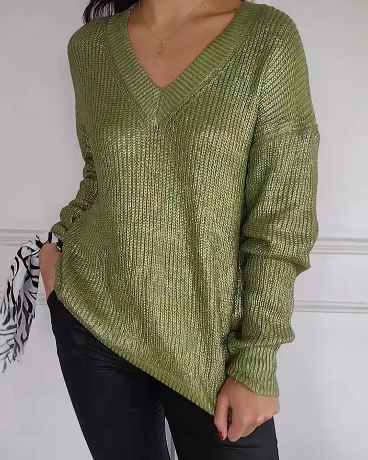 REBEKKA - LÄSSIGER V-AUSSCHNITT-PULLOVER