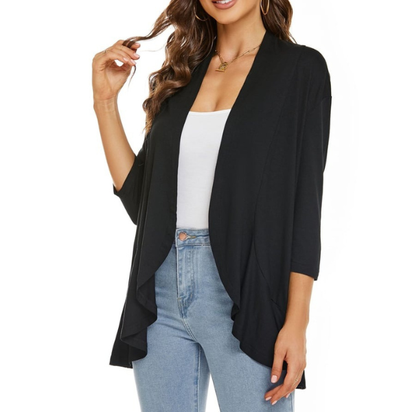 SEVDA - LEICHTER CARDIGAN MIT DREIVIERTELÄRMELN