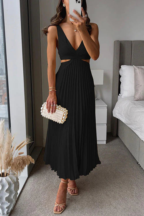 SERAP - PLISSIERTES KLEID MIT SEITLICHEN AUSSCHNITTEN