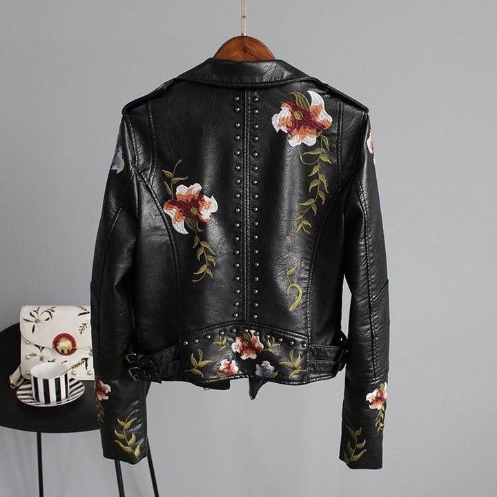 NIXIE - JACKE AUS BESTICKTEM LEDER