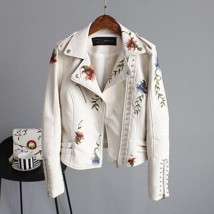 NIXIE - JACKE AUS BESTICKTEM LEDER