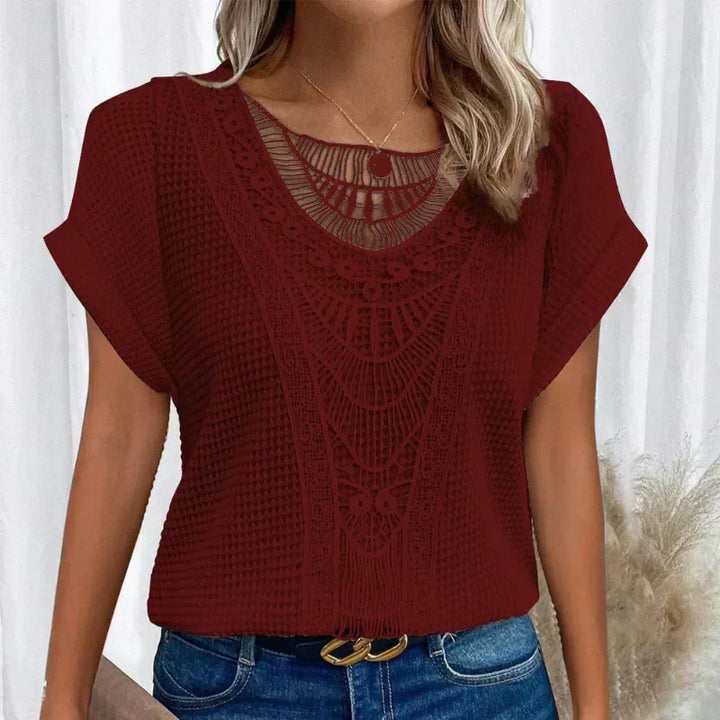 ALEYNA - SPITZENBLUSE MIT STRICKSTOFF