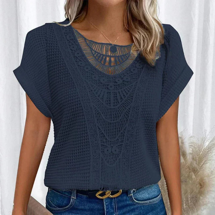 ALEYNA - SPITZENBLUSE MIT STRICKSTOFF