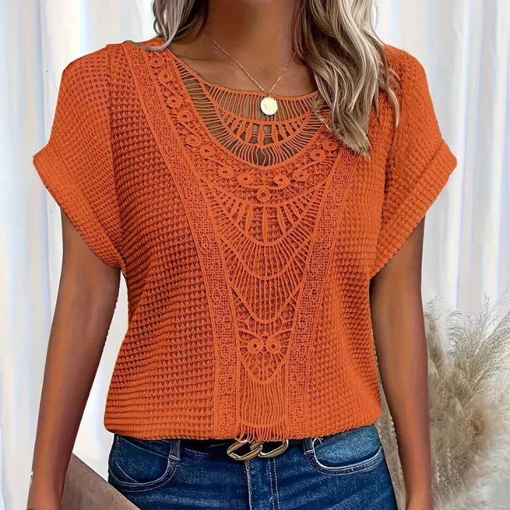 ALEYNA - SPITZENBLUSE MIT STRICKSTOFF