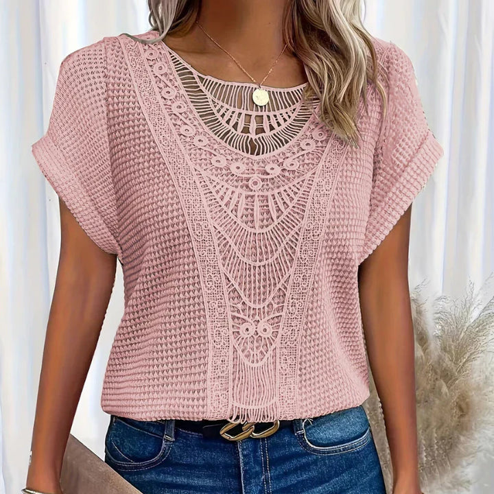 ALEYNA - SPITZENBLUSE MIT STRICKSTOFF