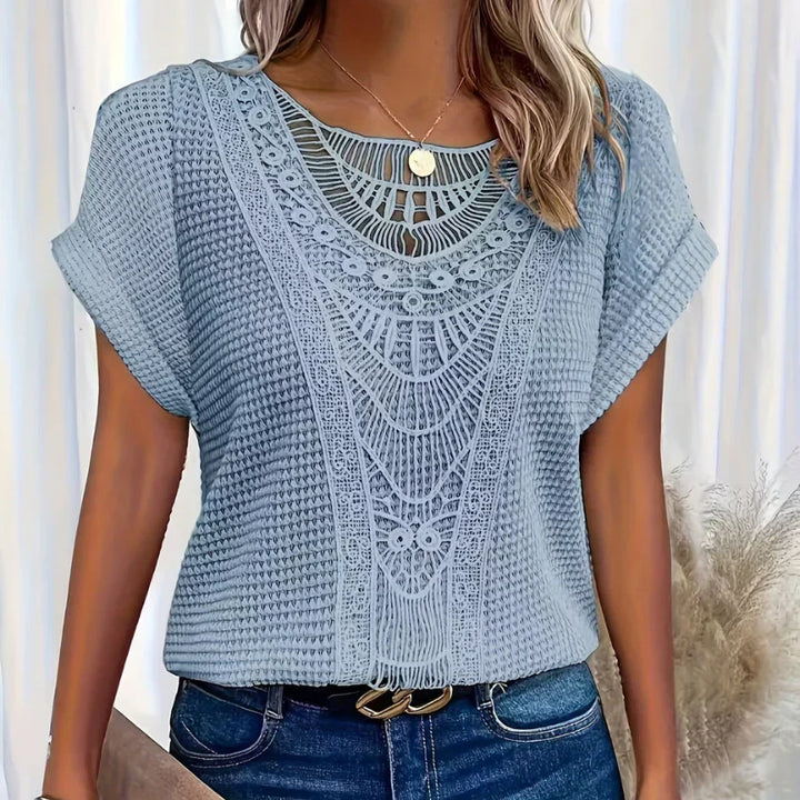 ALEYNA - SPITZENBLUSE MIT STRICKSTOFF