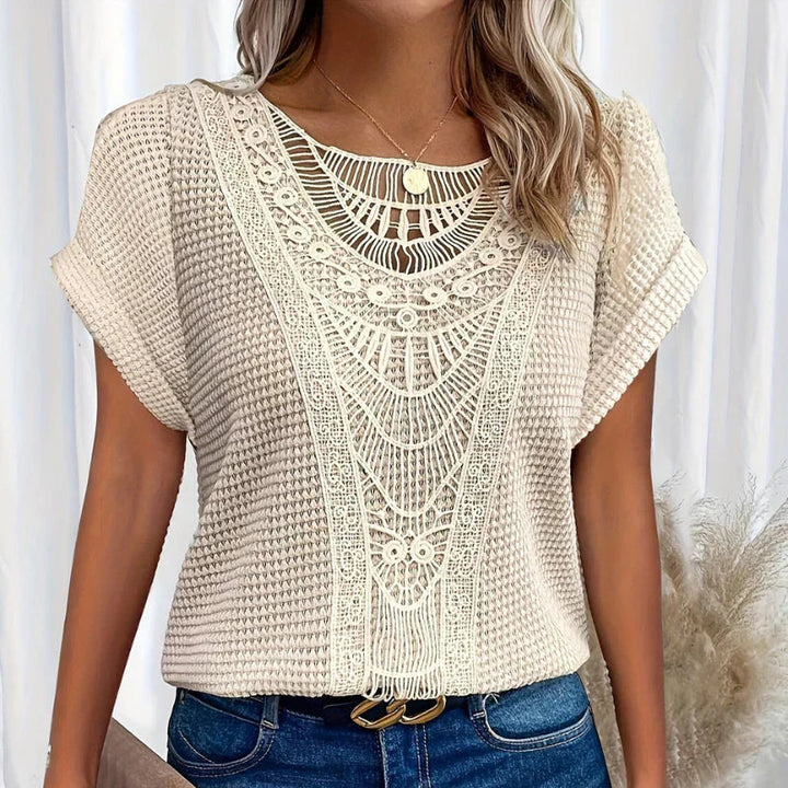 ALEYNA - SPITZENBLUSE MIT STRICKSTOFF