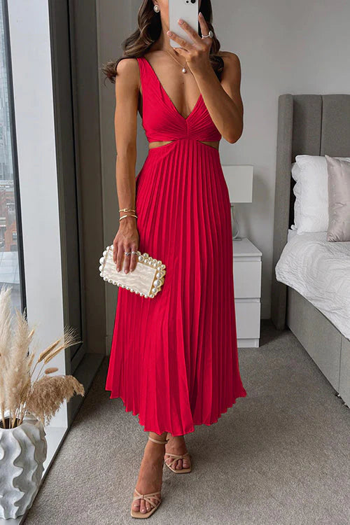 SERAP - PLISSIERTES KLEID MIT SEITLICHEN AUSSCHNITTEN