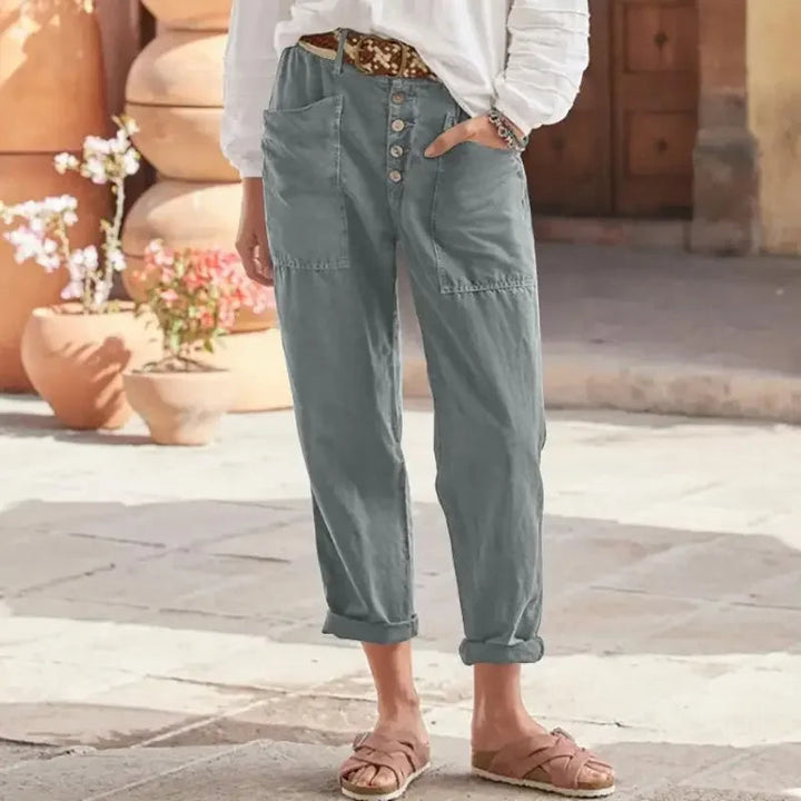 BETTINA - WEITE HOSE MIT KNÖPFEN