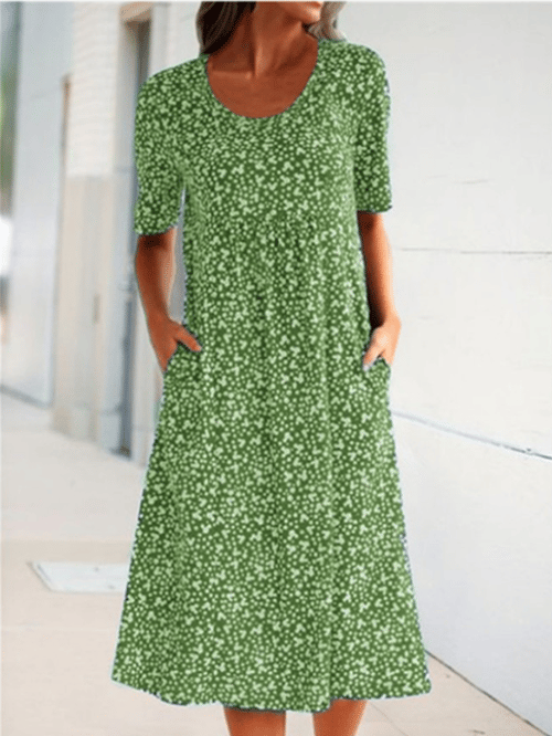 XANDRA - MIDI-KLEID MIT KURZEN ÄRMELN