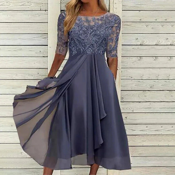 ERNA - SPITZENBESATZ KLEID MIT HALBLANGEN ÄRMELN