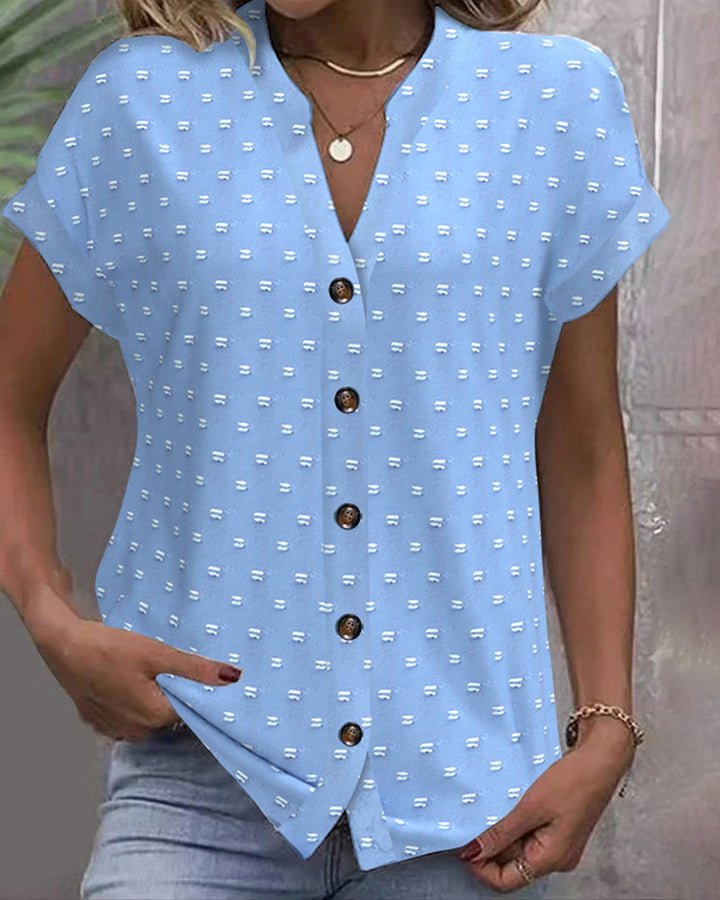 WILHELMINE - BLUSE MIT V-AUSSCHNITT UND KNÖPFEN