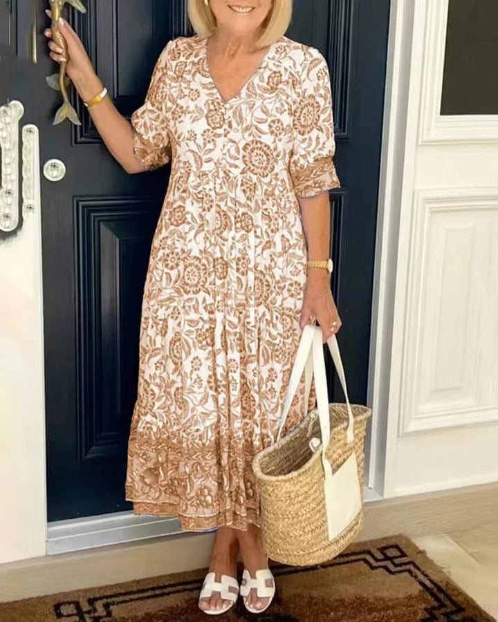 ZEYNEP - KLEID MIDI MIT LOCKEREM BLUMENMUSTER